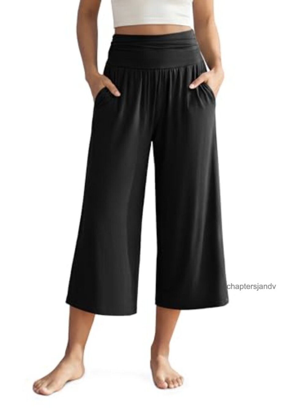 Wide Leg Palazzo Lounge Pants with Pockets Lightweight Comfy Capri